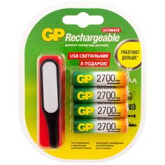 Аккумуляторы GP AA (HR6), 2700 мАч 4 шт. + USBLED фонарь (GP270AAHC/USBLED-2CR4) AA (HR6), 2700 мАч 4 шт. + USBLED фонарь (GP270AAHC/USBLED-2CR4)