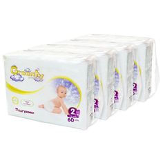 Подгузники Greenty Megapack р. S (3-6 кг) 4х60 шт.