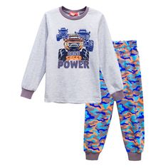 Пижама джемпер/брюки LetS Go, цвет: серый/синий