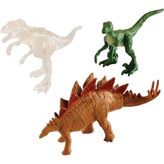 Игровой набор Jurassic World мини-динозавров в упаковке из 3-х штук коричневый/зеленый с бивнями/темно-коричневый