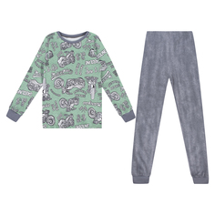 Пижама джемпер/брюки Leader Kids, цвет: хаки/серый