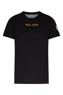 Черная футболка с логотипом Miu Miu