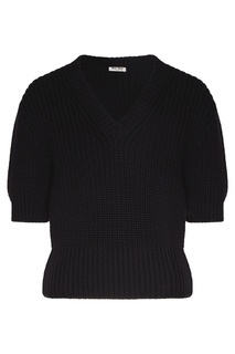 Черный пуловер с рукавами 1/2 Miu Miu