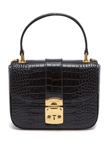 Черная сумка-кроссбоди под крокодила Miu Miu