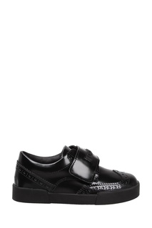 Черные кожаные ботинки с ажурным узором Dolce&Gabbana Children