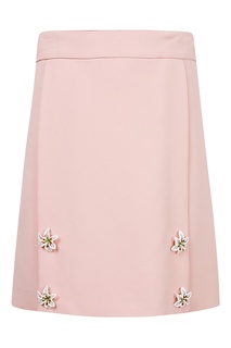 Прямая розовая юбка с цветами Dolce&Gabbana Children