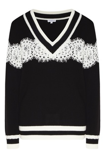 Черный пуловер с кружевной отделкой Claudie Pierlot