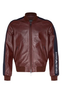 Бордовая куртка из кожи Emporio Armani