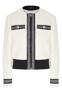 Белый твидовый жакет с отделкой Maje