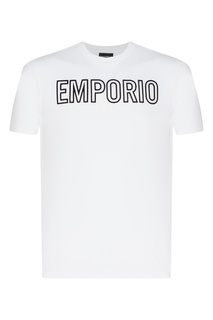 Белая футболка с контрастным логотипом Emporio Armani