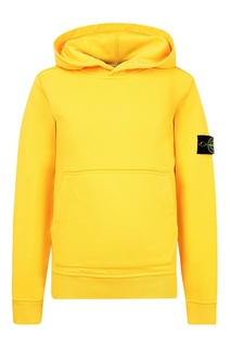 Желтое худи с декором Stone Island Kids