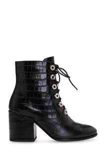 Черные полусапоги из кожи рептилии Portal