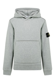 Серое худи с карманом Stone Island Kids