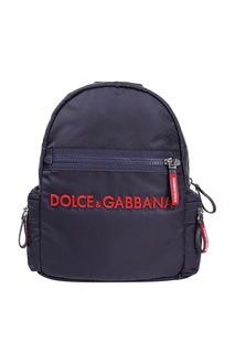 Синий рюкзак с фирменным логотипом “Dolce&Gabbana”