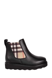 Черные ботинки-челси с фирменной отделкой Burberry Kids