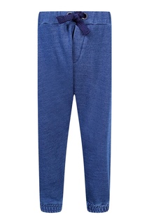 Синие брюки-джоггеры с лампасами Fendi Kids