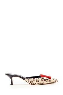 Мюли с леопардовым рисунком и пряжкой Mafrisa Manolo Blahnik