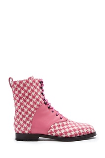 Розовые шерстяные ботинки с узором Pocola Manolo Blahnik