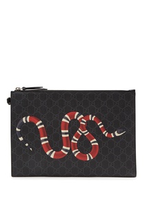 Черный клатч со змеей Gucci