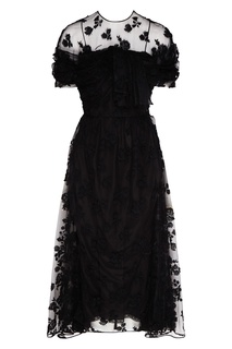 Кружевное платье-миди черного цвета Prada