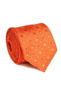 Оранжевый галстук с отделкой и узорами Silvio Fiorello