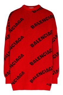 Красный джемпер с контрастными логотипами Balenciaga
