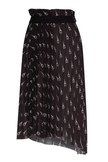 Черная плиссированная юбка-миди с узором Balenciaga
