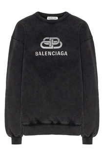 Антрацитовый свитшот с логотипом Balenciaga