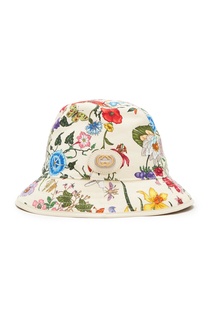 Белая шляпа с цветочным принтом Gucci