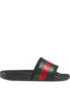 Gucci Kids шлепанцы с отделкой Web