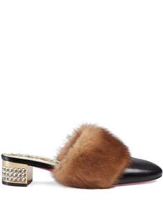 Gucci мюли с отделкой из меха норки
