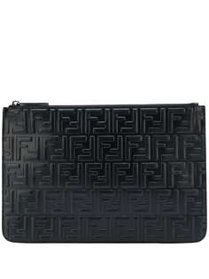 Fendi embossed logo clutch bag