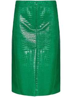 Tibi юбка с завышенной талией и тиснением под крокодиловую кожу