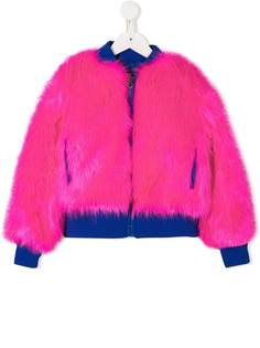 Alberta Ferretti Kids бомбер с искусственным мехом