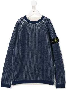 Stone Island Junior джемпер в рубчик с нашивкой-логотипом