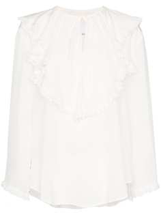 pushBUTTON блузка с вырезом-капелькой и оборками
