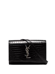 Saint Laurent поясная сумка с тиснением под кожу крокодила