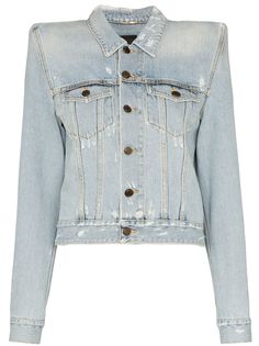 Saint Laurent джинсовая куртка с объемными плечами