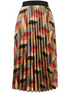 M Missoni плиссированная юбка с геометричным принтом