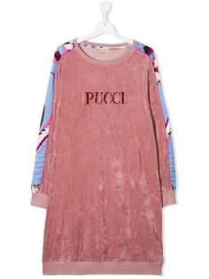 Emilio Pucci Junior бархатное платье с логотипом