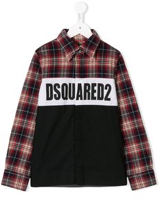 Dsquared2 Kids рубашка в клетку тартан со вставками