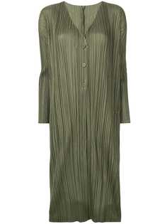 Pleats Please Issey Miyake длинный кардиган с плиссировкой