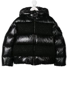 Moncler Enfant пуховик с твидовыми вставками