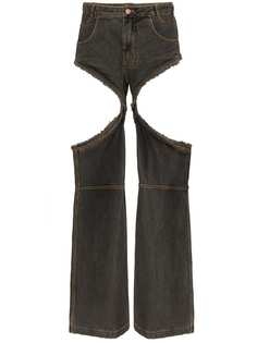 Telfar расклешенные джинсы с вырезами и бахромой