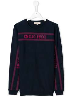 Emilio Pucci Junior джемпер с логотипом вязки интарсия