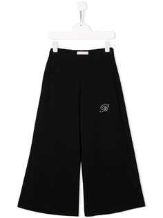 Miss Blumarine брюки широкого кроя с логотипом из стразов