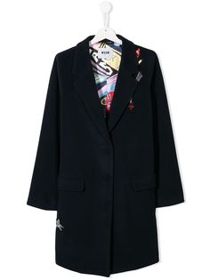 Msgm Kids однобортное пальто