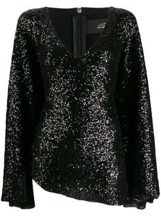 Paula Knorr топ с пайетками и V-образным вырезом
