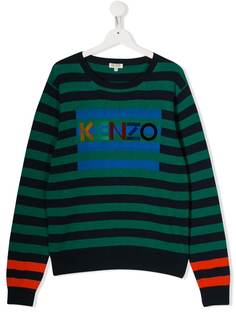 Kenzo Kids свитер с контрастными полосками и логотипом
