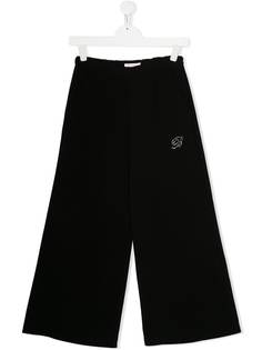 Miss Blumarine брюки широкого кроя с логотипом из стразов